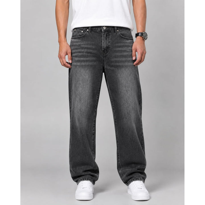 Men's Baggy Jeans in Black, front view