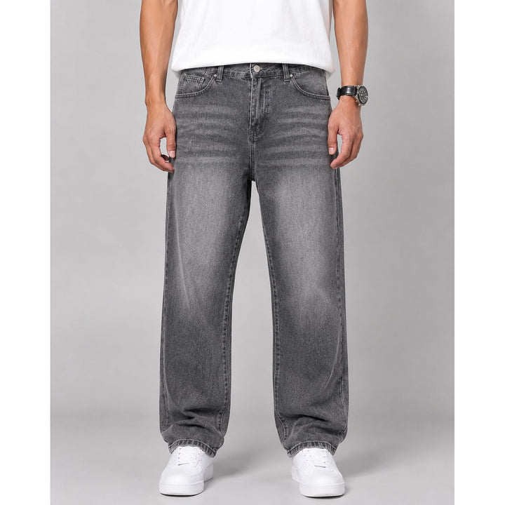 Men's Baggy Jeans in Gray, front view