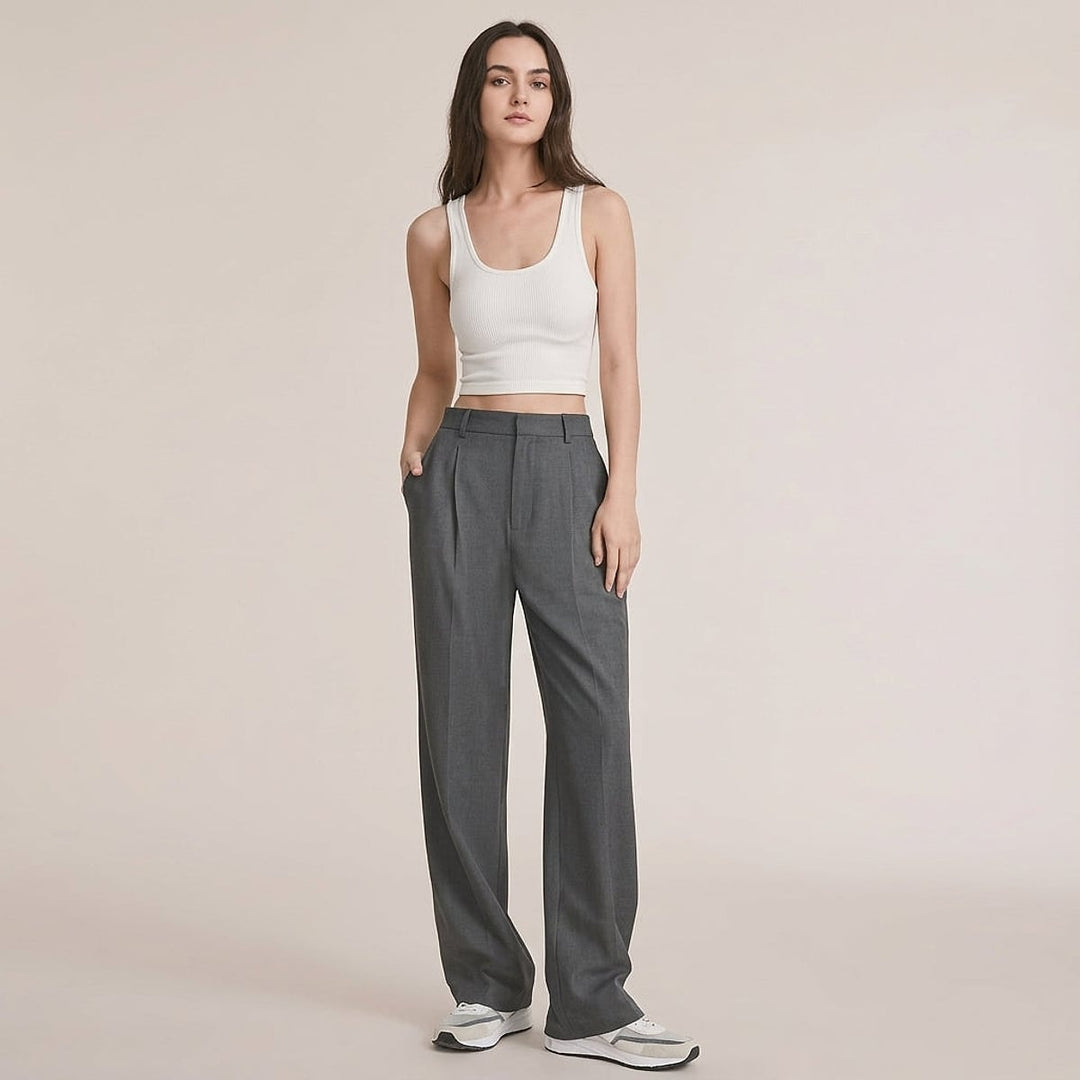 Women's Straight Leg Pants in Gray, front view