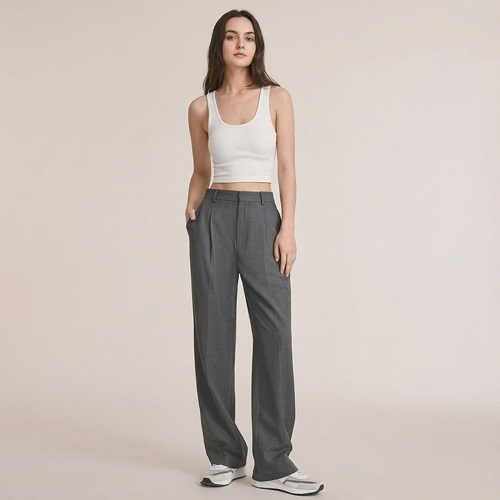 Women's Straight Leg Pants in Gray, front view