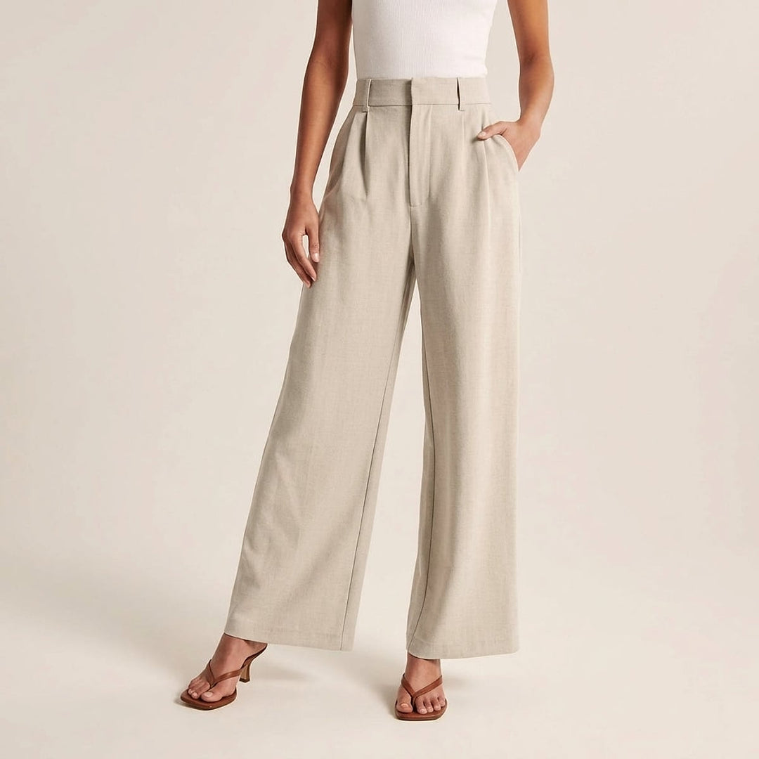 Women's Straight Leg Pants in Beige, front view