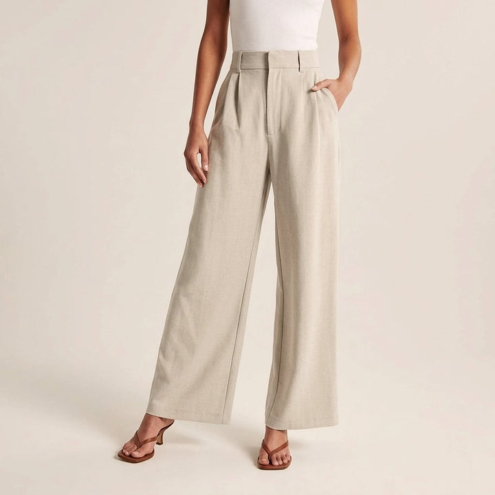 Women's Straight Leg Pants in Beige, front view
