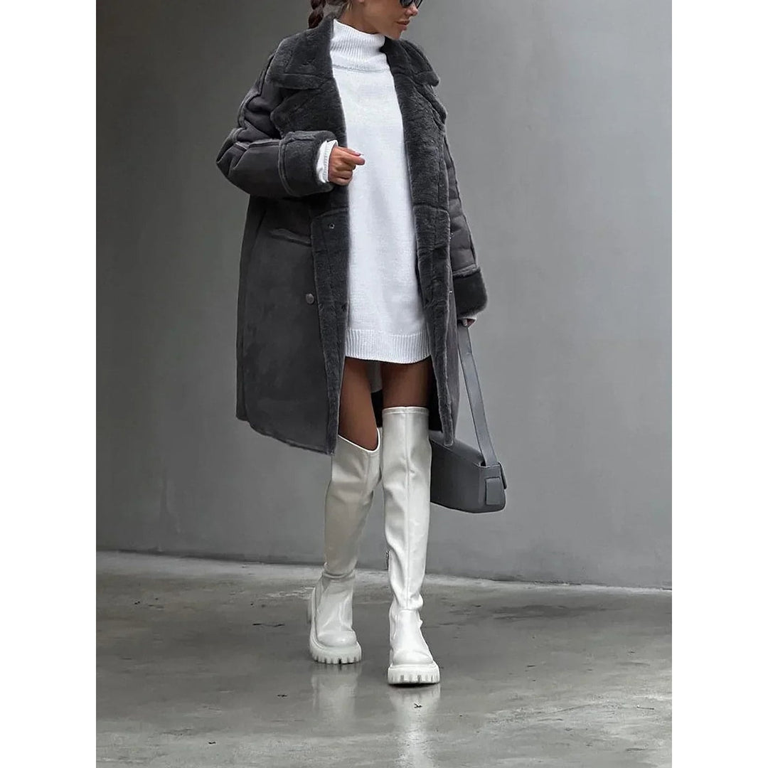 Women's Long Faux Fur Coat, front view