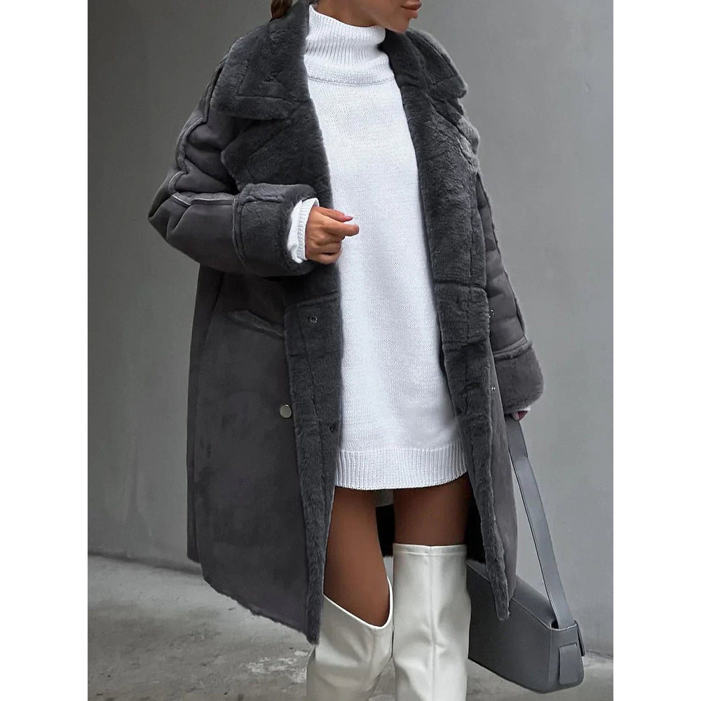 Women's Long Faux Fur Coat, front view 2