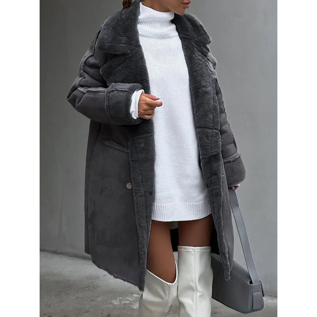 Women's Long Faux Fur Coat, front view 2