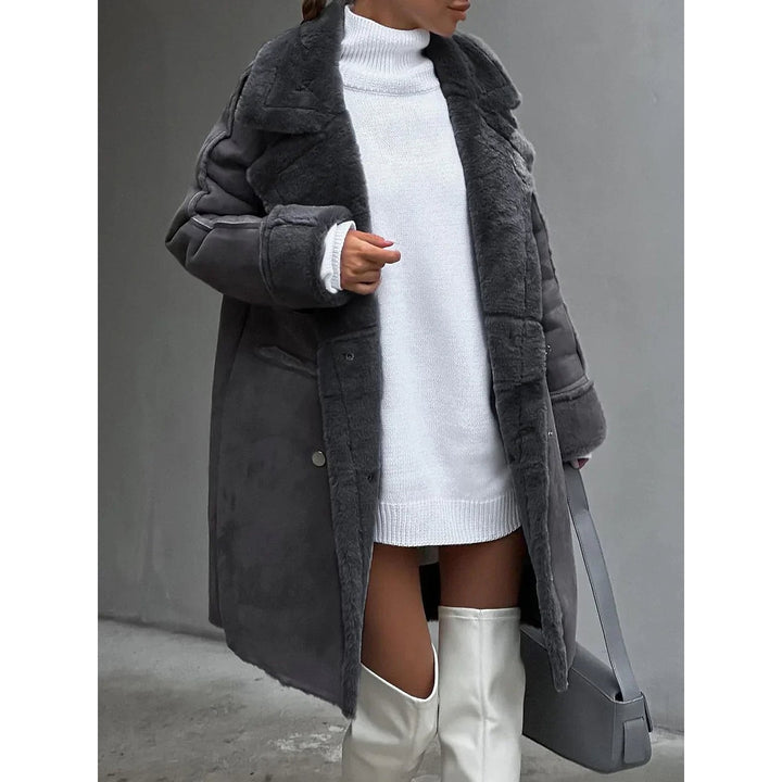 Women's Long Faux Fur Coat, front view 2