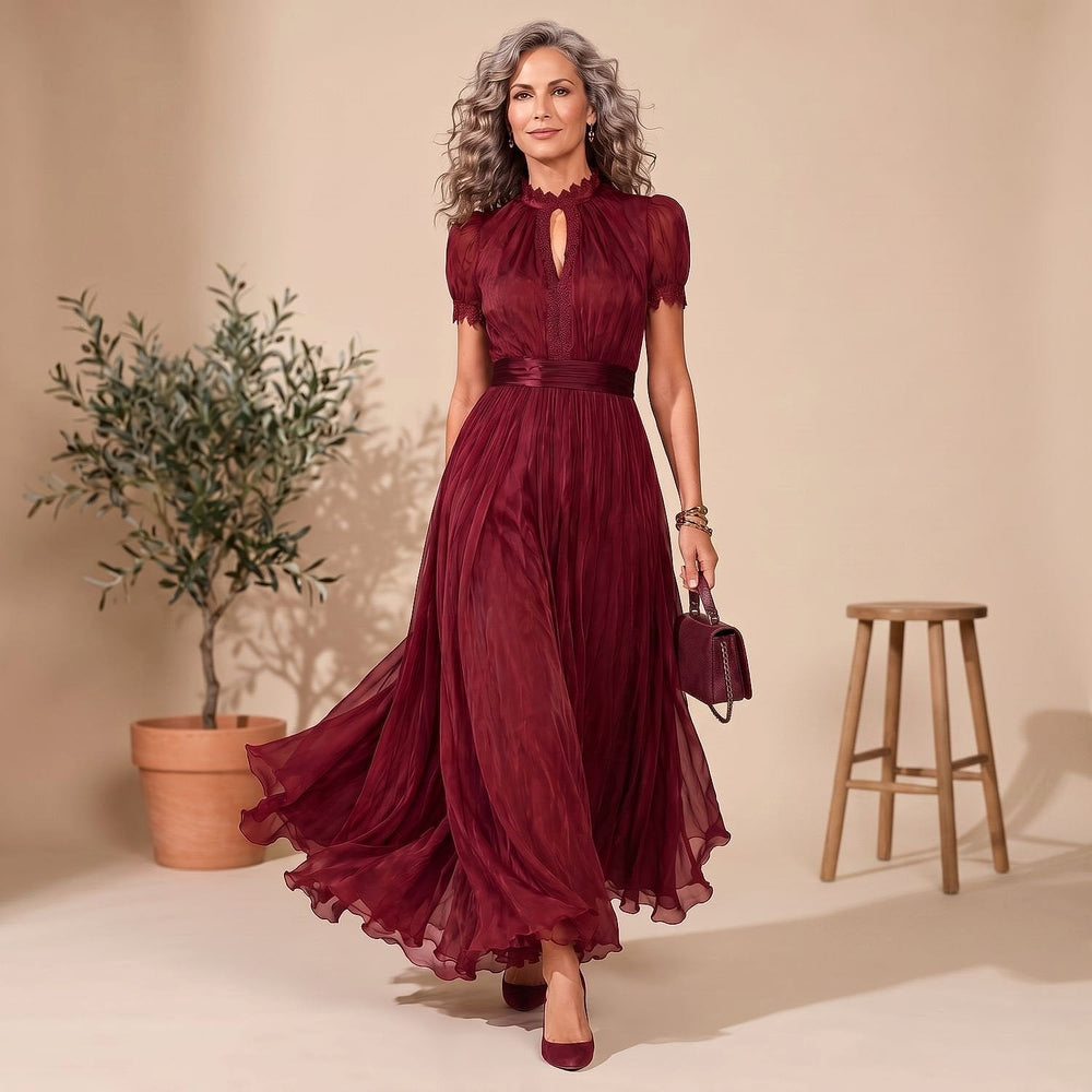 Women's Burgundy Maxi Dress, front view 2