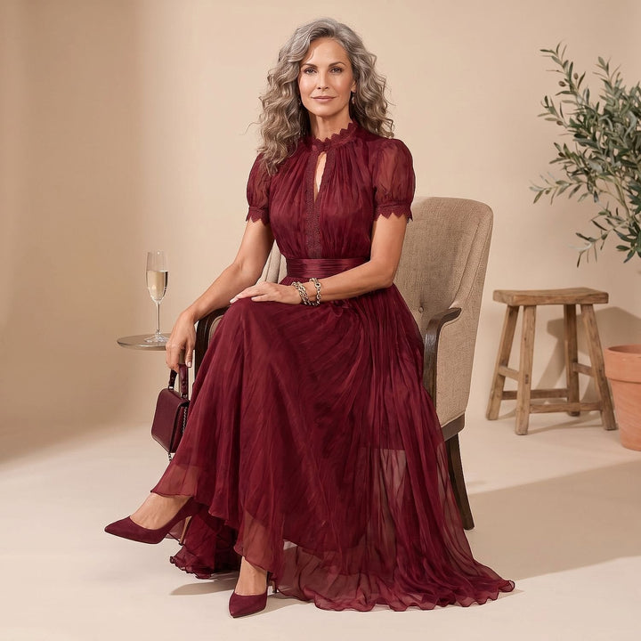 Women's Burgundy Maxi Dress, front view 4