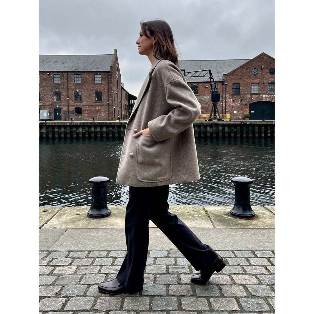 Women's Wool Pea Coat, side view