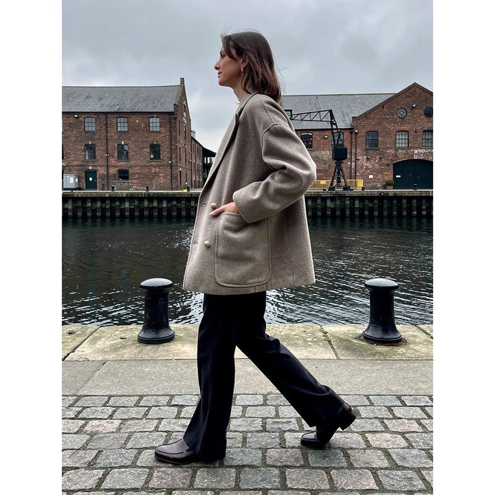 Women's Wool Pea Coat, side view