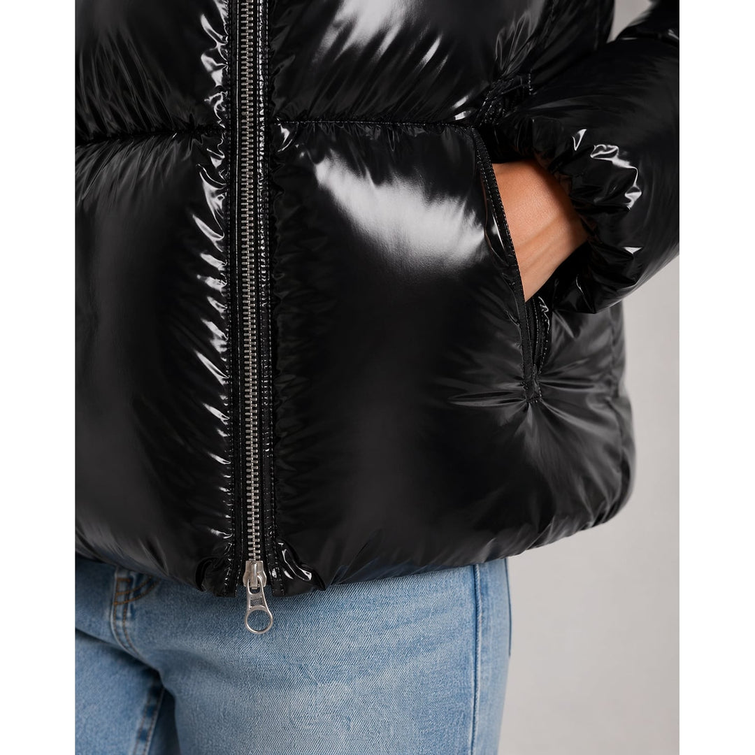 Women's Cropped Hooded Puffer Jacket, detail view