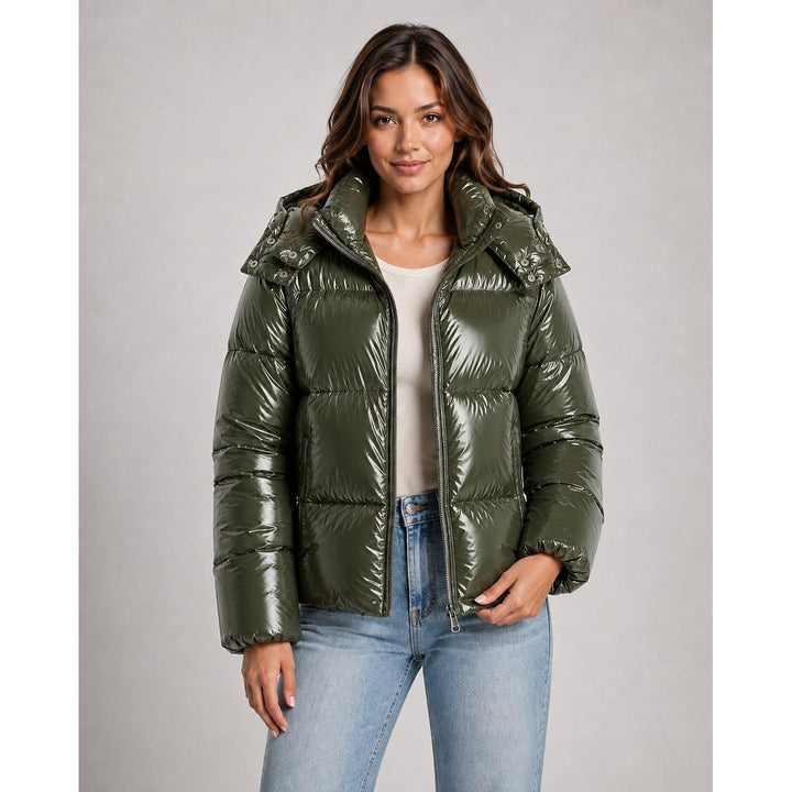 Women's Cropped Hooded Puffer Jacket, front view