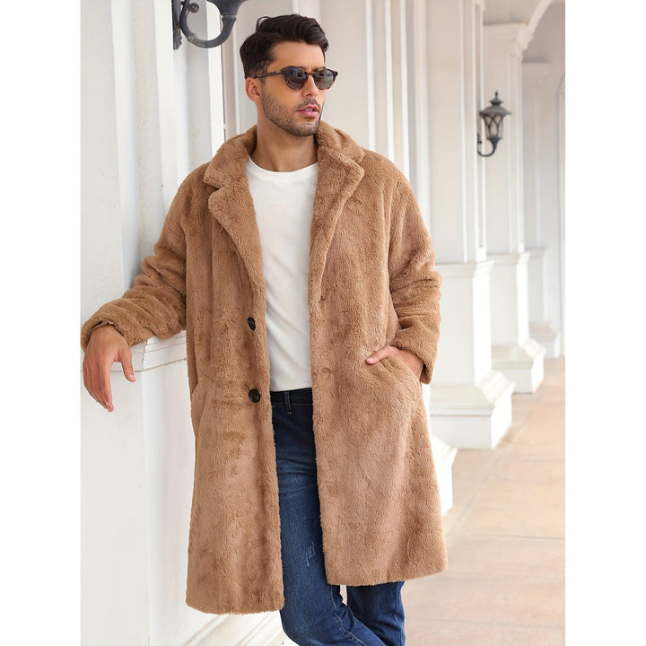 Men's Faux Fur Coat in Beige, front view