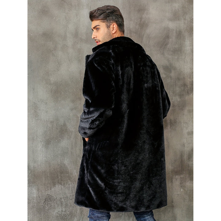 Men's Faux Fur Coat, back view 3