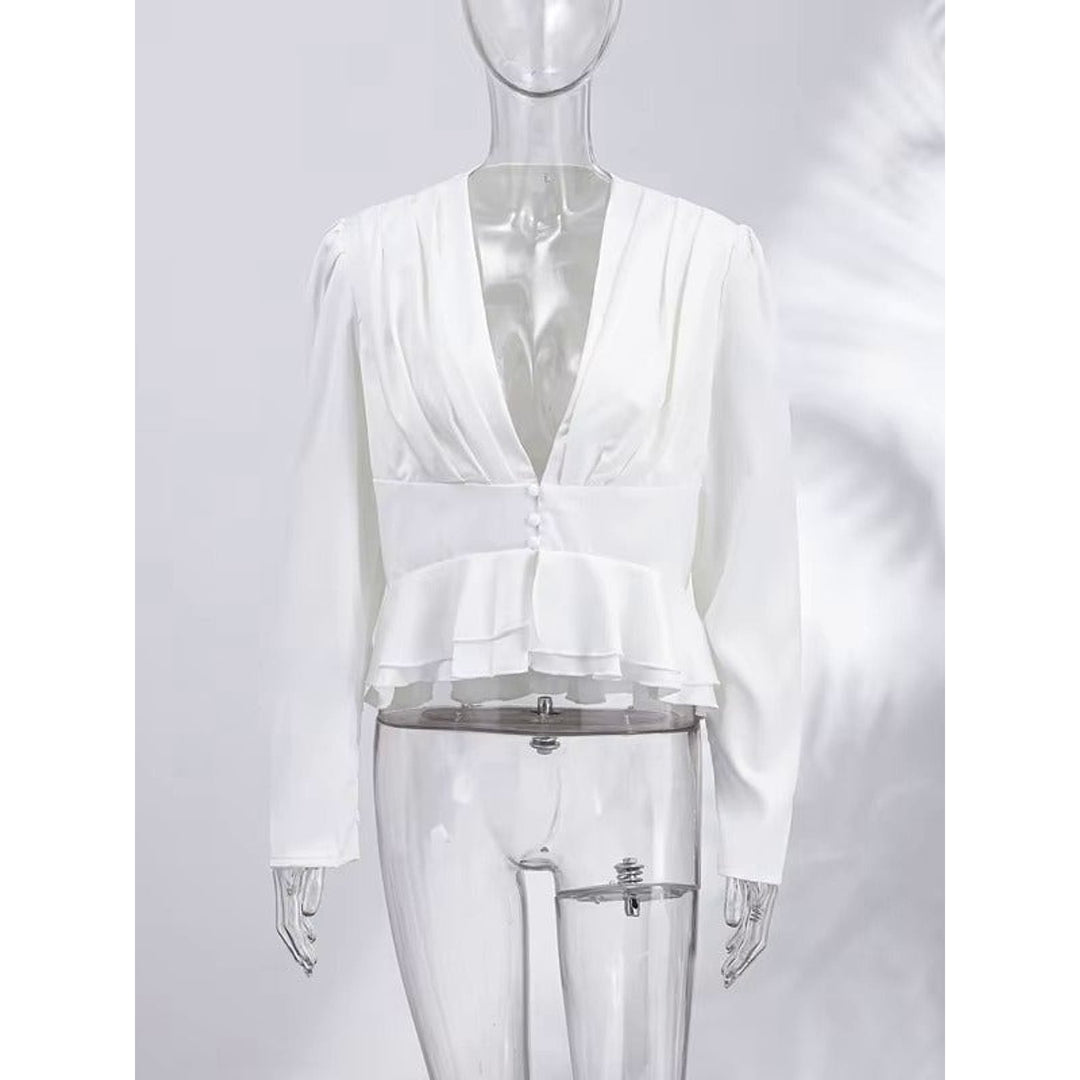Women's Peplum Blouse, front view 2