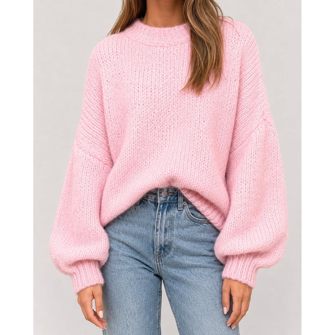 Women's Oversized Sweater in Pink, front view
