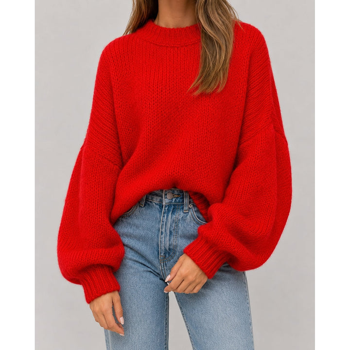 Women's Oversized Sweater in Red, front view