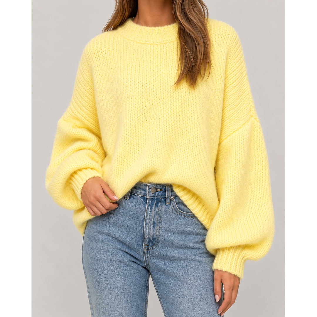 Women's Oversized Sweater in Yellow, front view