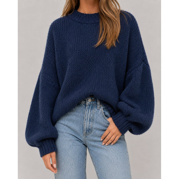 Women's Oversized Sweater in Navy, front view