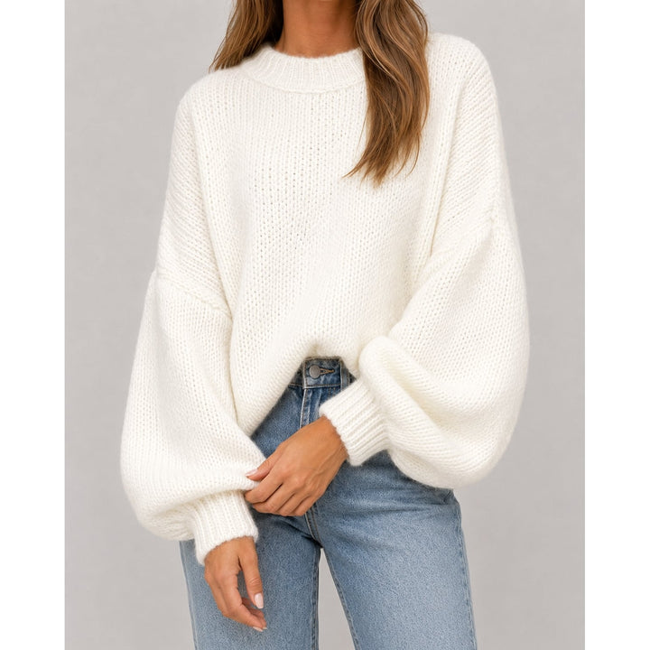 Women's Oversized Sweater in White, front view
