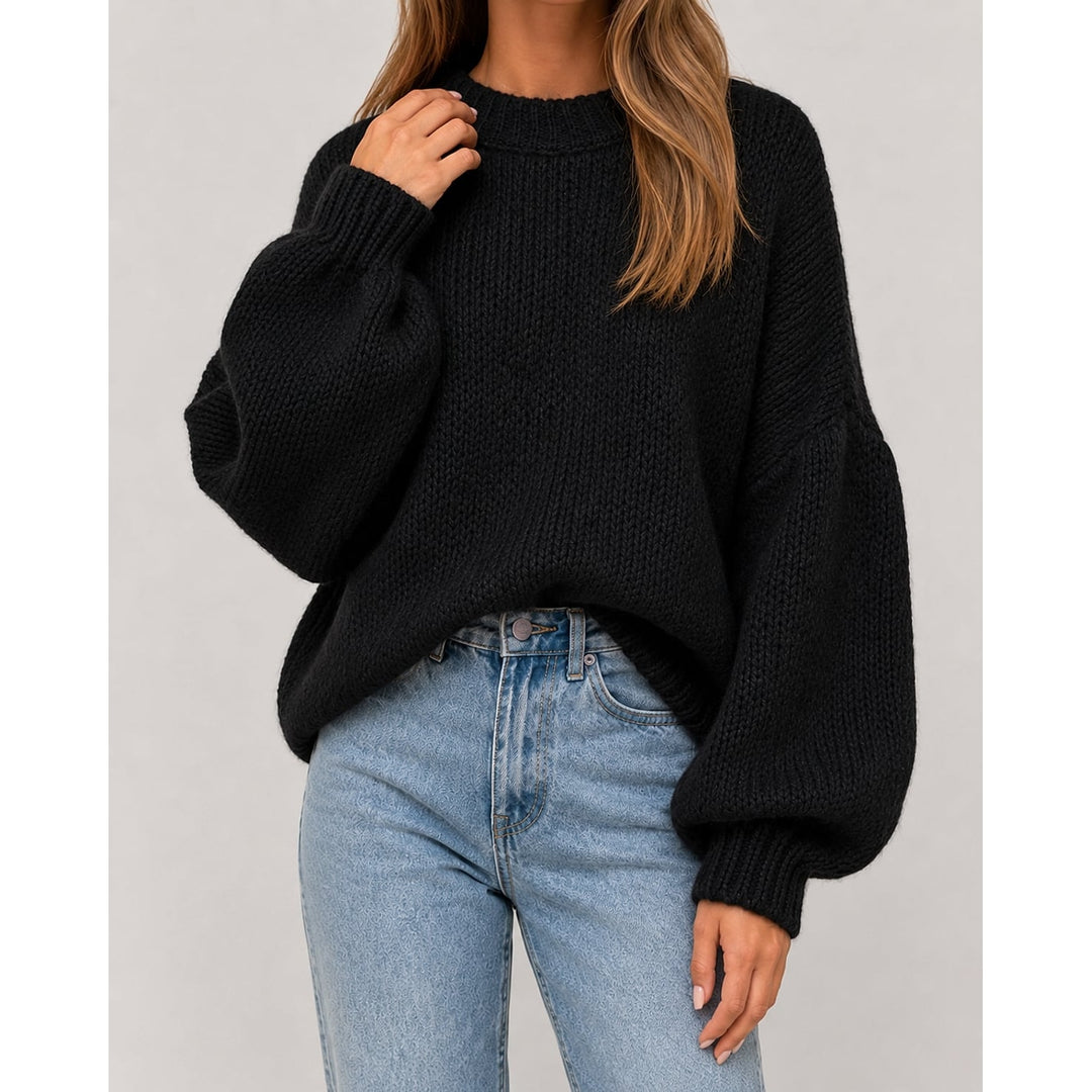 Women's Oversized Sweater in Black, front view