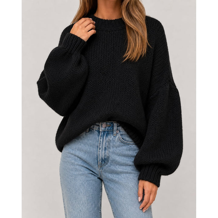 Women's Oversized Sweater in Black, front view