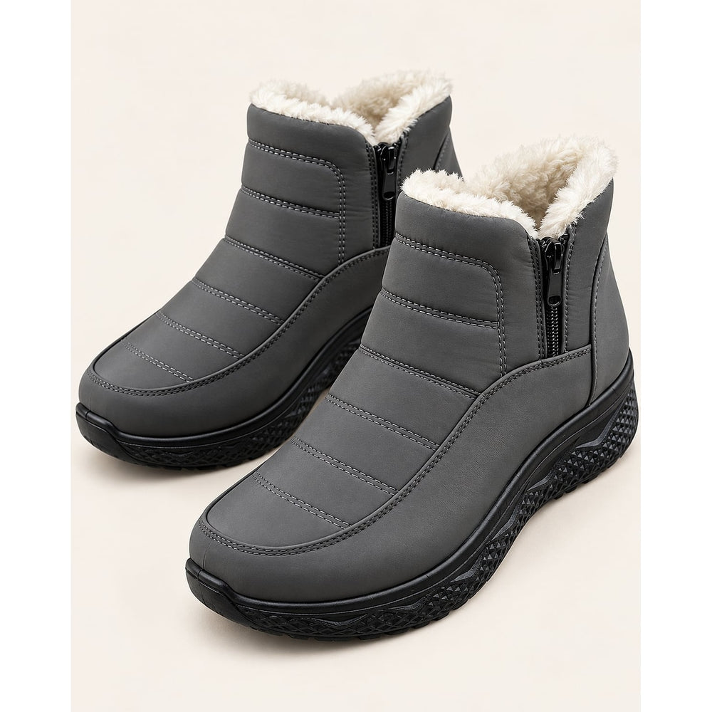 Women's Quilted Ankle Boots in Gray, front view