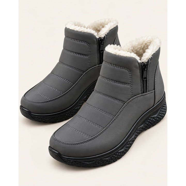Women's Quilted Ankle Boots in Gray, front view
