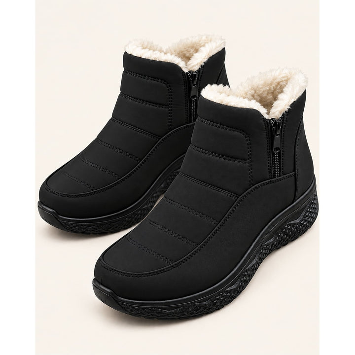 Women's Quilted Ankle Boots in Black, front view