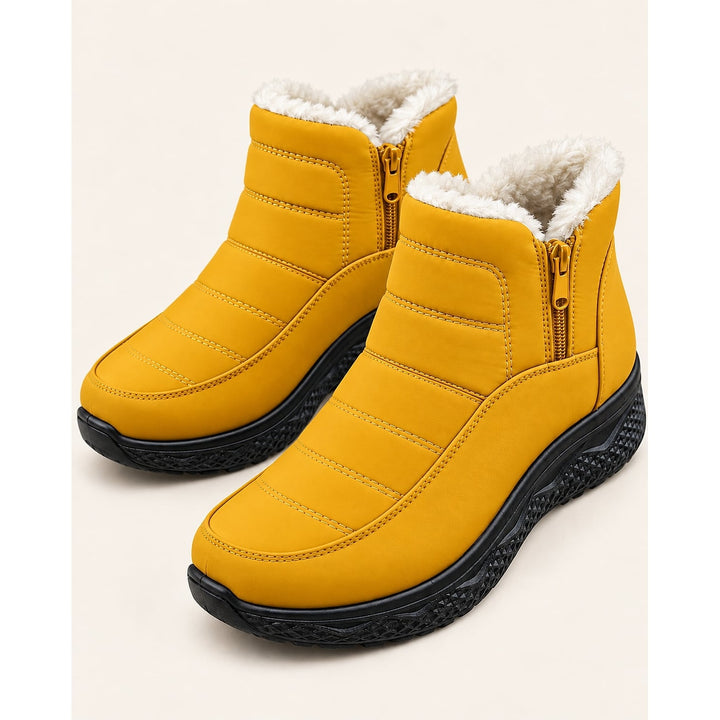 Women's Quilted Ankle Boots in Yellow, front view