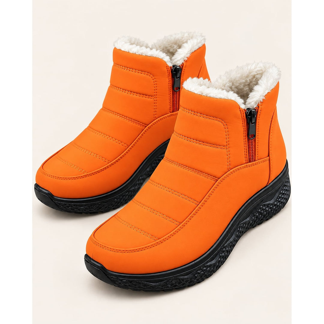 Women's Quilted Ankle Boots in Orange, front view