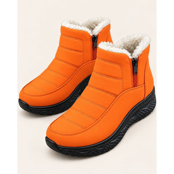 Women's Quilted Ankle Boots in Orange, front view