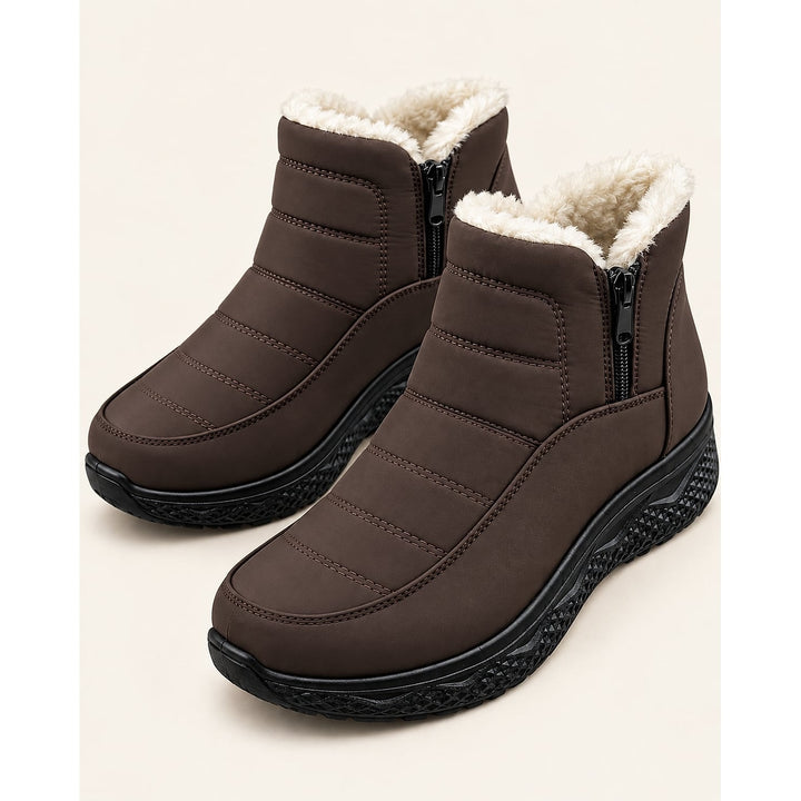 Women's Quilted Ankle Boots in Brown, front view