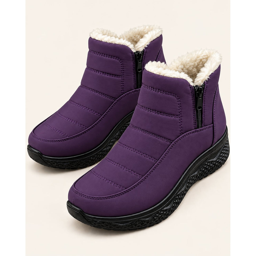 Women's Quilted Ankle Boots in Purple, front view