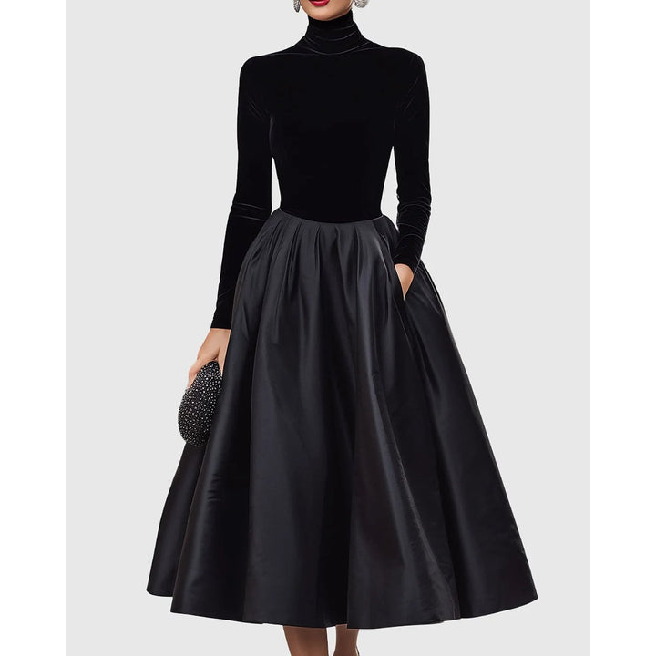 Women's Black Cocktail Dress, front view 3
