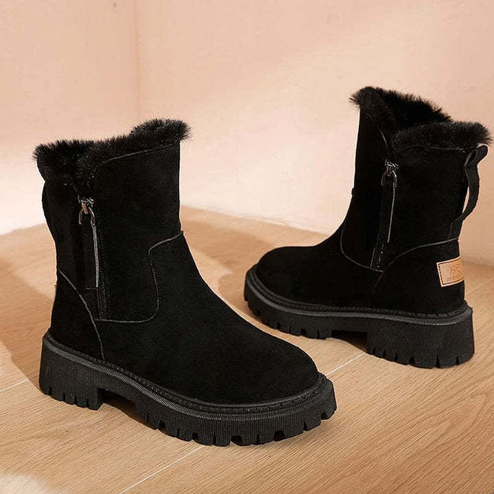 Women’s Lined Winter Ankle Boots in Black, front view