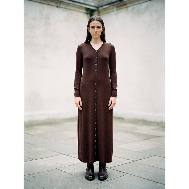 Women's Ribbed Button Front Maxi Dress, front view