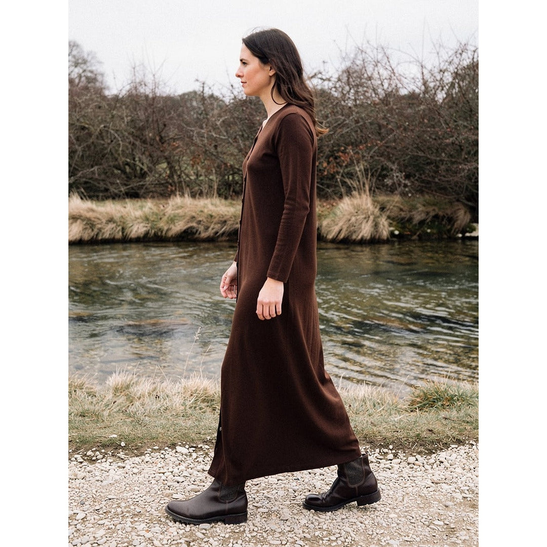 Women's Ribbed Button Front Maxi Dress, side view