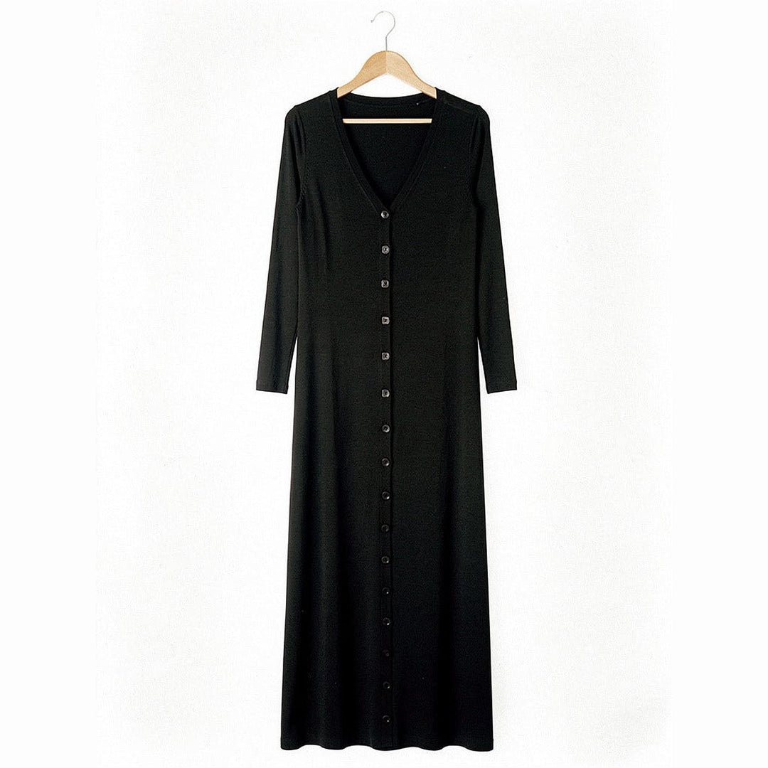 Women's Ribbed Button Front Maxi Dress, front view