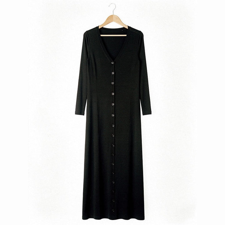 Women's Ribbed Button Front Maxi Dress, front view