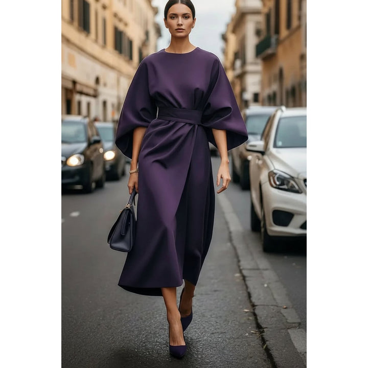 Women's Lantern Sleeve Midi Dress, front view