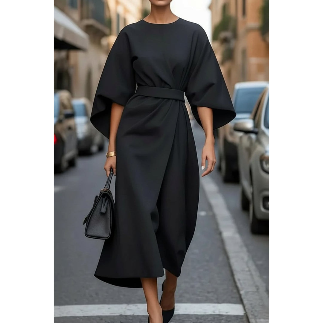 Women's Lantern Sleeve Midi Dress, detail view