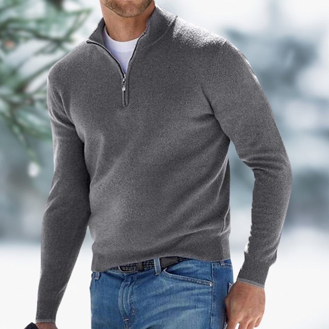 Men's Knitted Sweater in Gray, front view