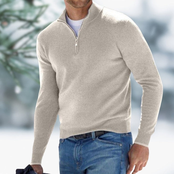 Men's Knitted Sweater in Khaki, front view