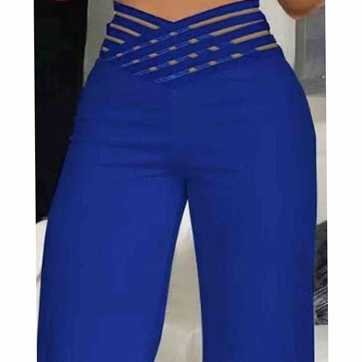 Women's Crossover Waist Wide Leg Pants, detail view