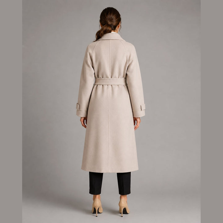 Women's Belted Double Breasted Coat, back view
