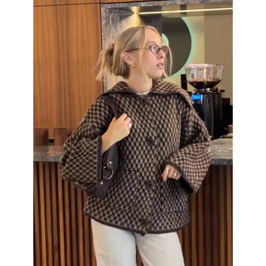 Women's Collared Cardigan, front view 2