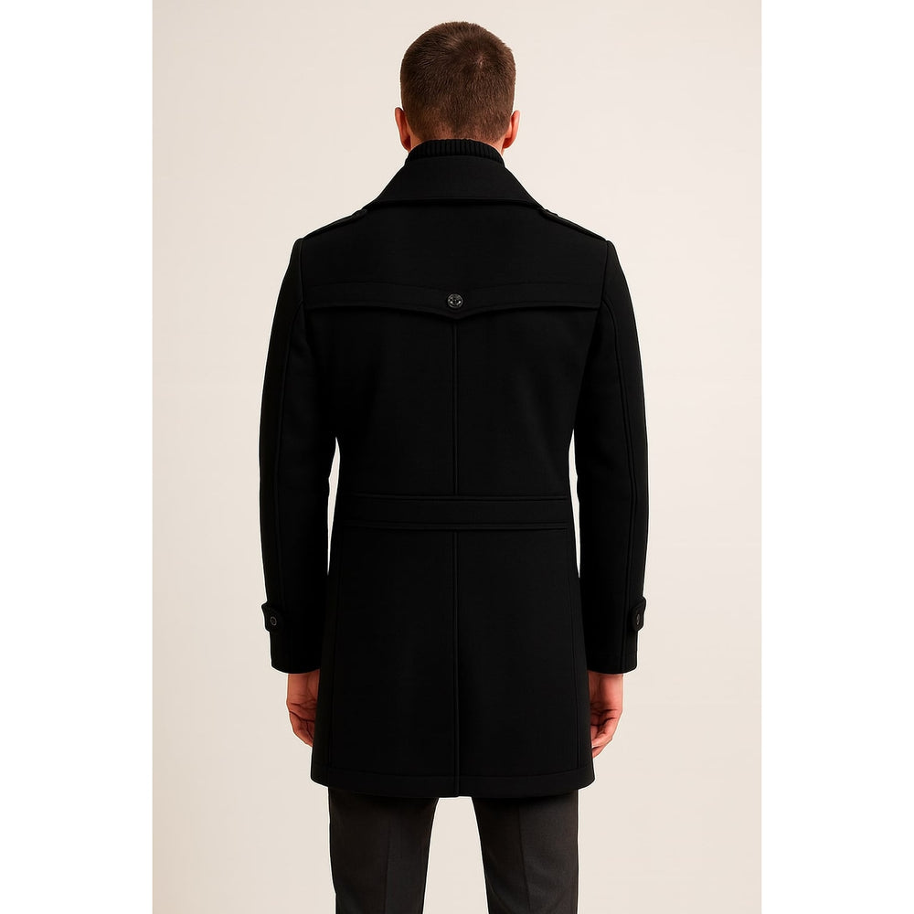 Men's Wool Blend Mid Length Overcoat, back view