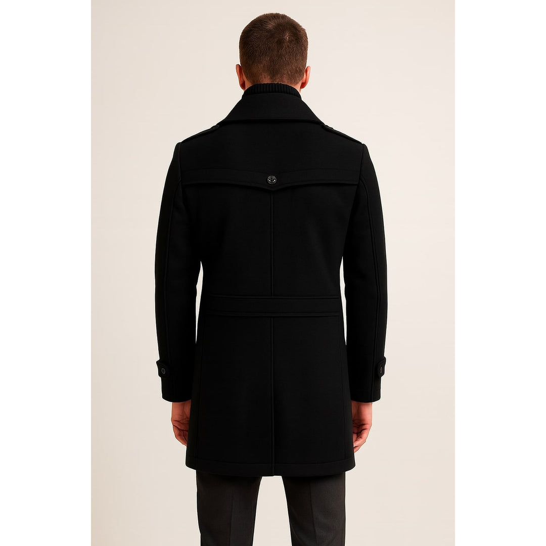 Men's Wool Blend Mid Length Overcoat, back view