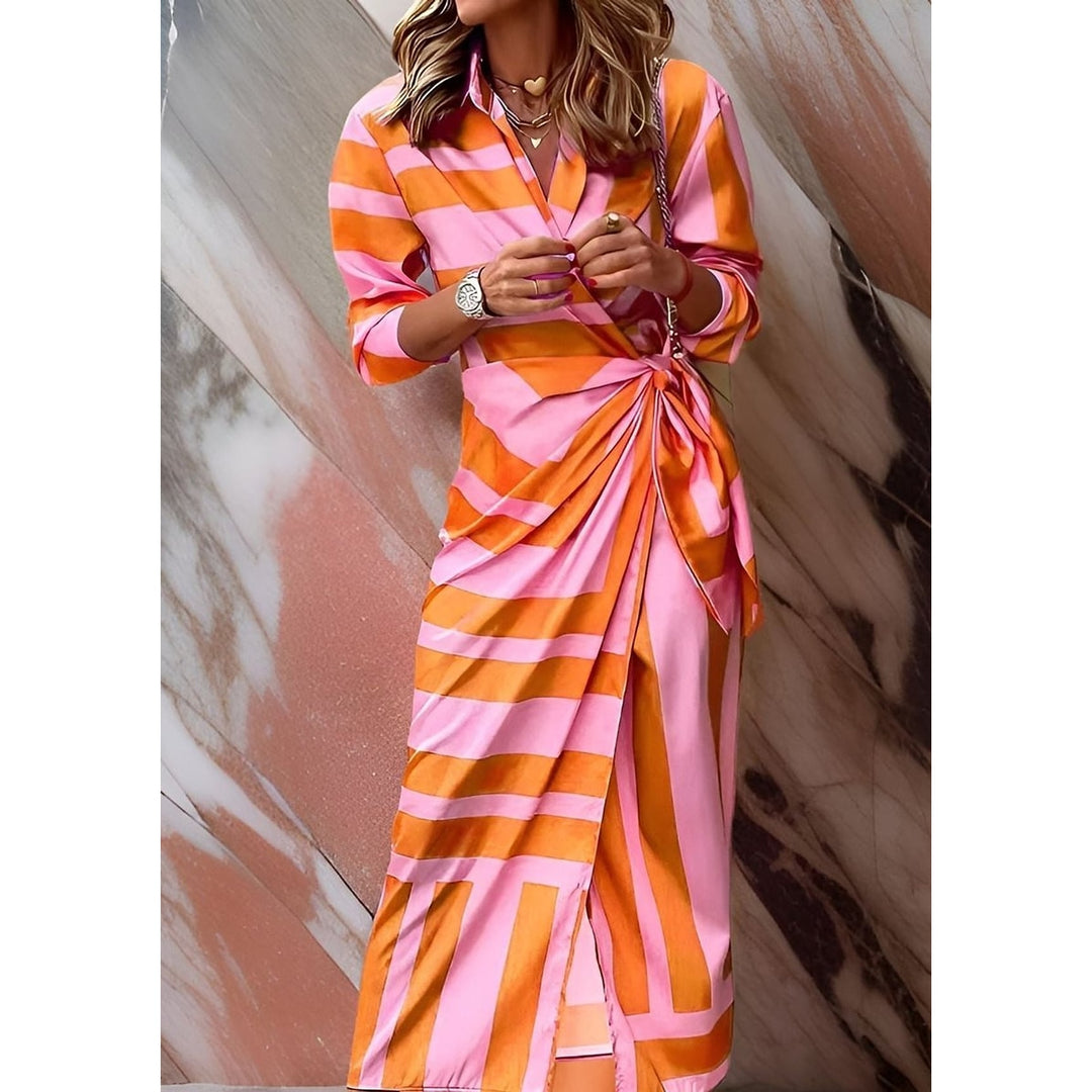 Women's Wrap Midi Dress in Orange, front view